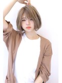 ローライトフォギーベージュ大人かわいいスリークボブ大人ボブ