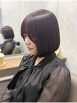 ネウィ 宮崎店(newi)&nbsp;艶感チェリーブラウン前下がりミニボブ