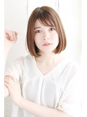 シースルーバングのツヤ感ワンカールボブ