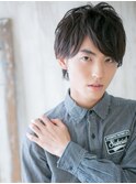 オーガニックカラー七三分け無造作パーマのミニウルフW上尾