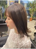 グレージュカラー/ボブウルフ/黒髪/ココアベージュ