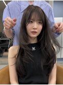 韓国ヘアグレージュカラーブリーチ無し髪質改善イヤリングカラー