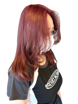 ヘアーズファイン(hair's fine) ミディアムハイレイヤー◎ピンクラベンダーブリーチ×艶髪ミディ