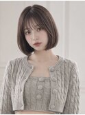王道可愛いアイドルボブシースルーバング蔵髪ショコラベージュ