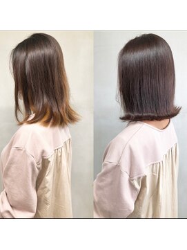 ジーナ 船橋(Zina) オトナ女子ツヤ髪アッシュカラーふんわりミディシースルーバング