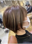 大人可愛い20代30代40代前下がりショートボブ丸みショート◎