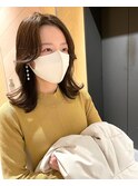 ＊韓国風ミディアム サイドバング くびれ 外ハネ 三宮美容室