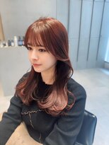 ガリカ 横浜(Gallica) 前髪あり顔周りレイヤーに愛されピンクベージュカラーの韓国ヘア