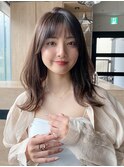 小顔 前髪 レイヤーカット チェリーブラウン"