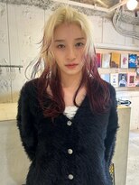 ルーム(Loom.)&nbsp;デザインルーツカラー　ブロンド&ワインレッド　レイヤー