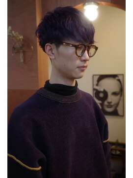 エディ(Edy) ニュアンスパーママッシュ刈り上げダブルカラー眉毛カット岡山