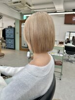 ヒビヲ 横浜西口店(HIBIO) 横浜ボブケアブリーチダブルカラーミルクティーベージュ
