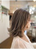 白髪ぼかしハイライト　ミディ