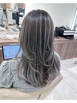 アッシュ 大宮店(Ash) ミディアムレイヤーカット/髪質改善バレイヤージュラベンダー