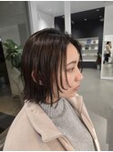 切りっぱなし/外はね/ヘイリーボブ/ブラウンカラー