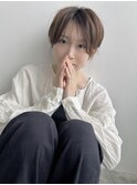  30代小顔マッシュショート/シースルーバング/透明感ヘアカラー