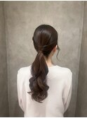 ローポニーテール　お呼ばれヘア　結婚式　お出かけ