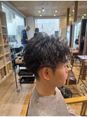 ツーブロックワンカール無造作アップバング