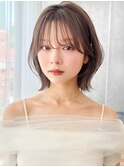say.ショートボブ耳掛けショートローズブラウンピンクベージュ