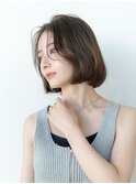 大人かわいい切りっぱなしボブ韓国レイヤーかきあげ前髪卵型