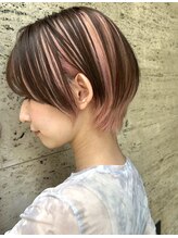 ドアベルヘアリビング(Door Bell hair Living) アンブレラカラー×ショートカット×ピンクカラー