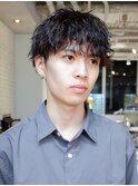 刈り上げセンターパートフェザーパーマサーフカール_F10092