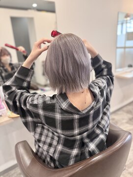 リシェイル(RICHAIR) シルバーグレー×ボブ　縮毛矯正毛