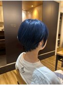 ハンサムショート/艶カラー/ネイビーブルー/ケアブリーチ/個性派