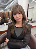 ロングレイヤーカット顔周りレイヤーウルフハッシュカット韓国