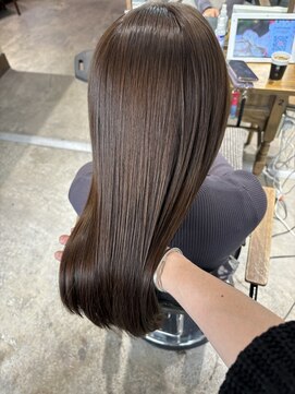 アンド グラフ(& Graph.) マロンブラウンロングレイヤートリートメントオリーブベージュ