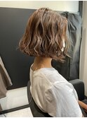 ぱつふわボブ×グレージュ