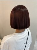 パープルブラウン/ワンレン/ワンカールボブ/内巻き/