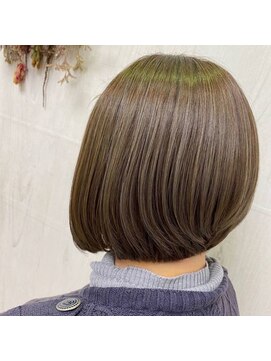 プランタン(Printemps) 透け感バング大人可愛いハイライト透明感マロンベージュボブ