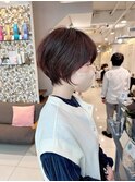 大人ガーリーチョコレートカラー横浜ショートボブ横浜駅