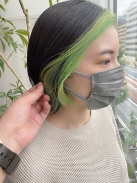 グーフィートーキョー 銀座(Goofy Tokyo) Goofy銀座/フェイスフレーミング/前髪無しショート/ライム/黄緑