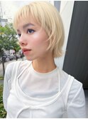 オリーブミルクティーカラーベージュボブブリーチレイヤー豊中
