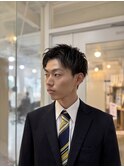 センターパートフェードカットツーブロックセンター分け