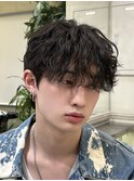 men'sニュアンスパーマ軽めマッシュフェザーカット/ダウンパーマ