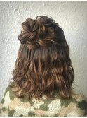 ボブの編み込みウェーブハーフ【ヘアセット】