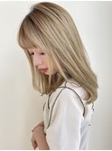韓国風ハイ透明感ブロンドミルクティーベージュ20代30代40代