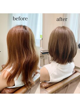 リュドール 栄(Rue D’or) 明るめブラウンミディアムロングサラ髪立体感