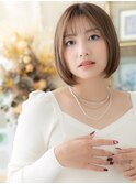 シースルーバンググレーベージュ小顔ミニボブh3大宮20代30代40代