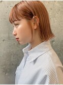 熊本 韓国風ボブ 暖色カラー ハイトーンボブ 切りっぱなしボブ