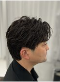 ニュアンスパーマセンターパートフェザーパーマ韓国メンズパーマ