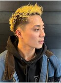 ツイスパ 刈り上げショート ツートンカラー イエロー