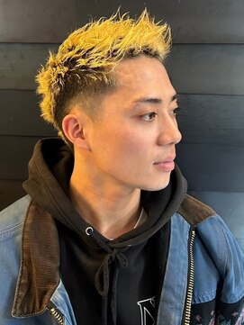 ディスイズバーバーフォース(THIS IS BARBER 4th) ツイスパ 刈り上げショート ツートンカラー イエロー