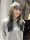 ロングレイヤー/ブラック×ブロンドデザインカラー