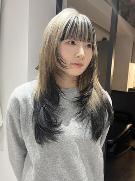 ノブレス ノアール(NOBLESSE NOIR) ロングレイヤー/ブラック×ブロンドデザインカラー