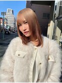 ミルクティーベージュ/レイヤーカット/ハイトーン名古屋
