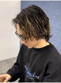 【サーフカールパーマ】センターパートコンマバングメンズカット